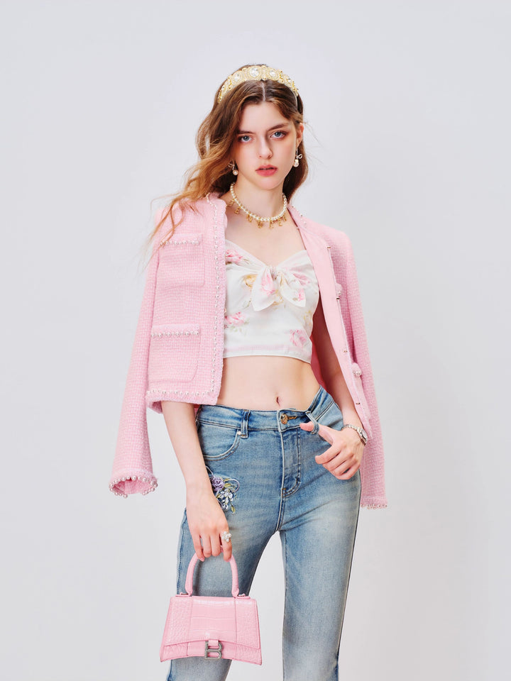 Beaded Tweed Cropped Jacket