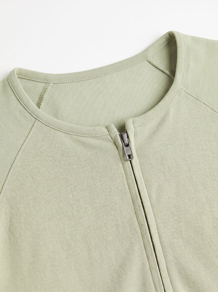 Ruched Zip Up Workout Tee