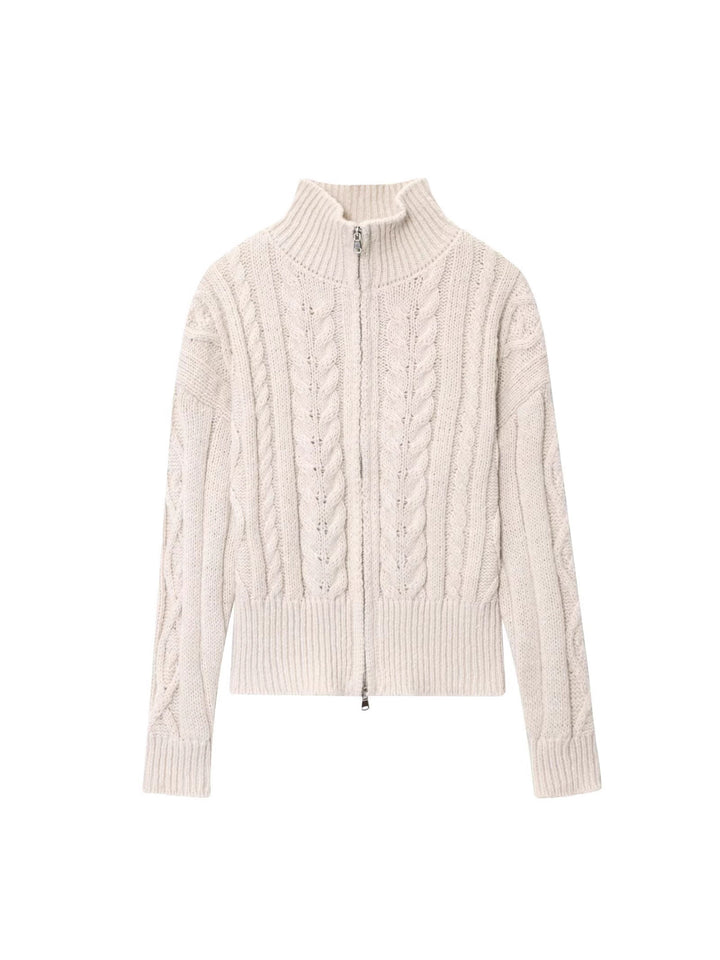 Cozy Cable Knit Zip Cardigan