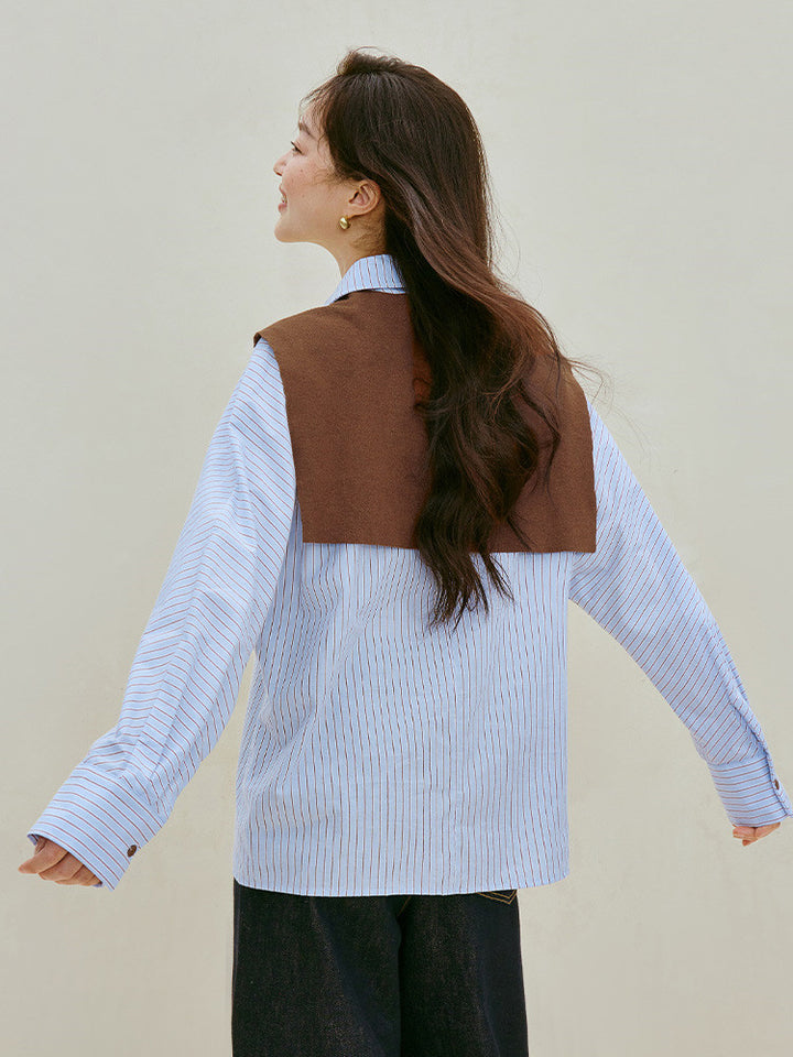 Embroidered Striped Cotton Button Down Shirt