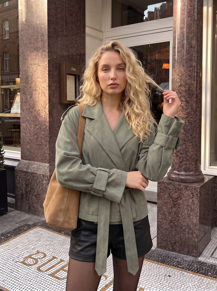 Oversized Belted Cropped Trench Coat