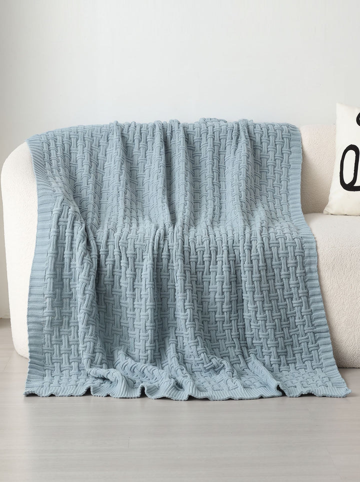 Soft Textured Pink Knit Throw Blanket