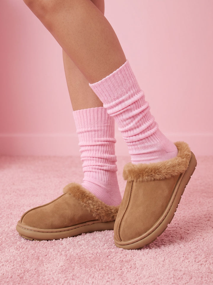 Plush Cushioned Faux Suede Slippers