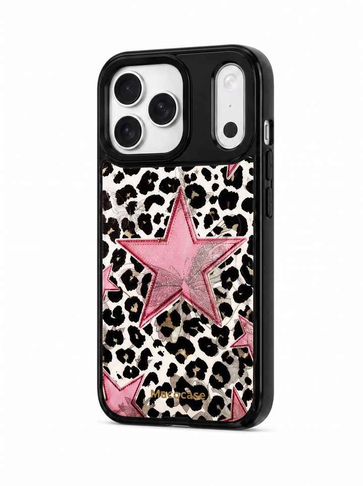 Pink Star and Butterfly Leopard Print Phone Case