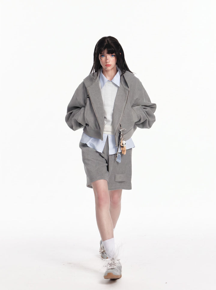Oversized Cropped Zip Up Hoodie
