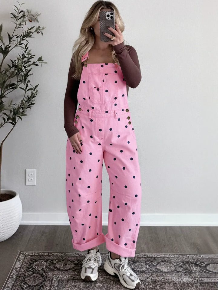 Polka Dot Denim Bib Overalls
