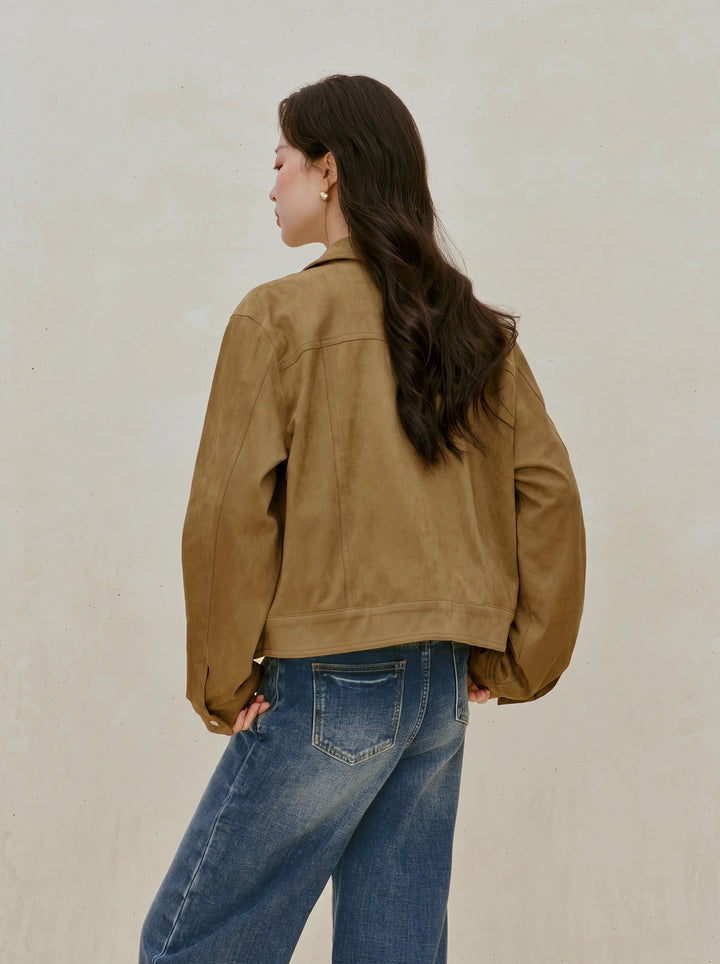 Classic Suede Button Up Jacket