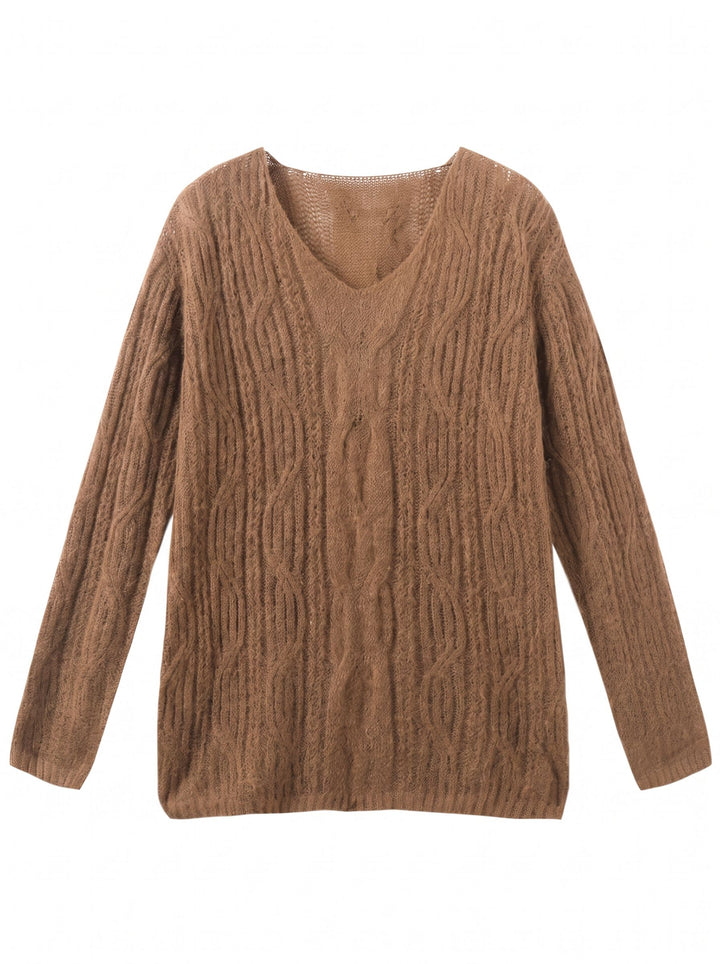 Cozy Textured V Neck Sweater