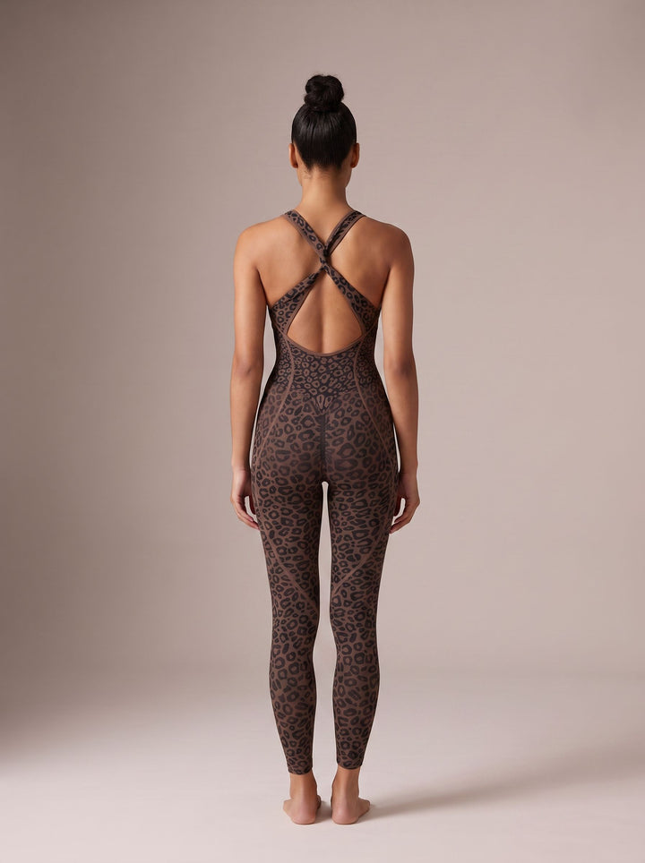 Seamless Leopard Print Workout Jumpsuit