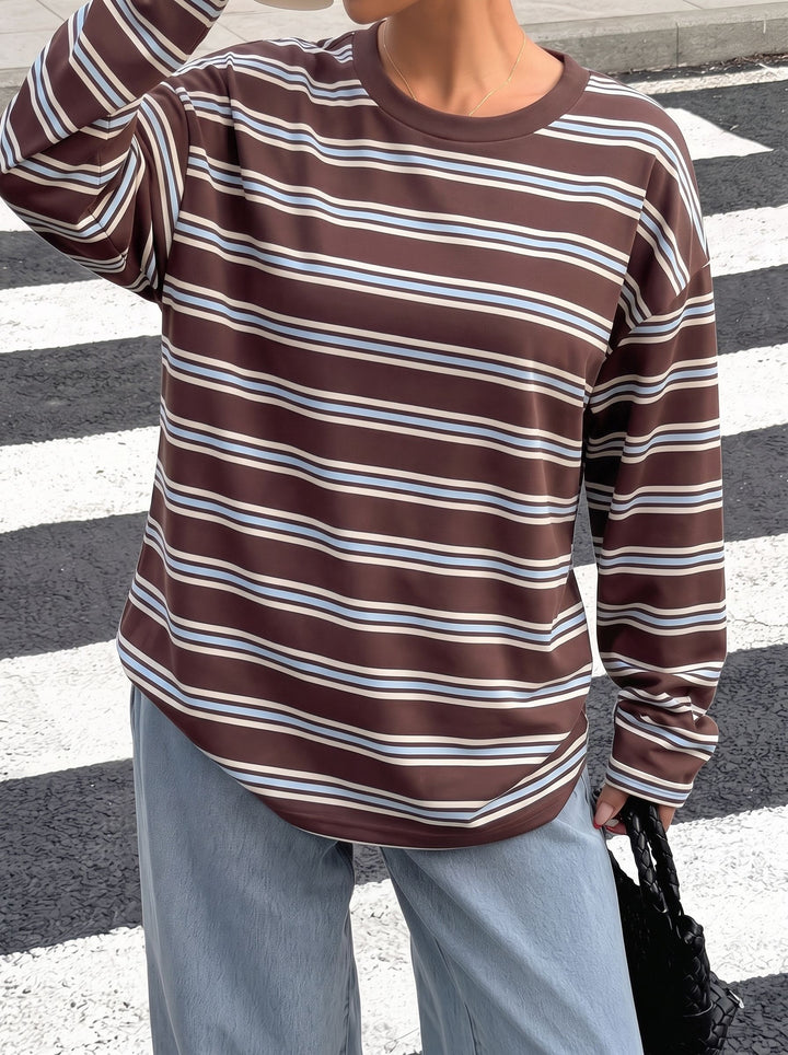 Oversized Striped Long Sleeve T Shirt