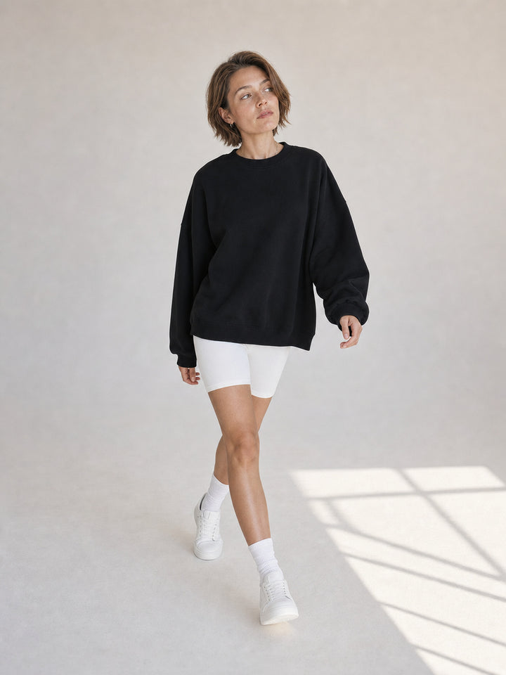 Oversized Mock Neck Pullover Sweatshirt