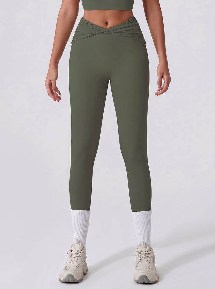 High Waisted Crossover Ruched Leggings
