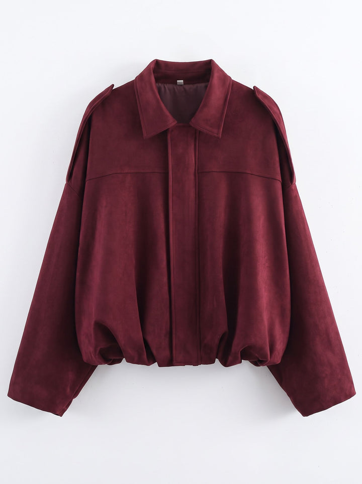 Oversized Suede Bubble Hem Jacket