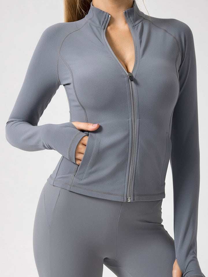 Slim Fit Thumbhole Full Zip Jacket