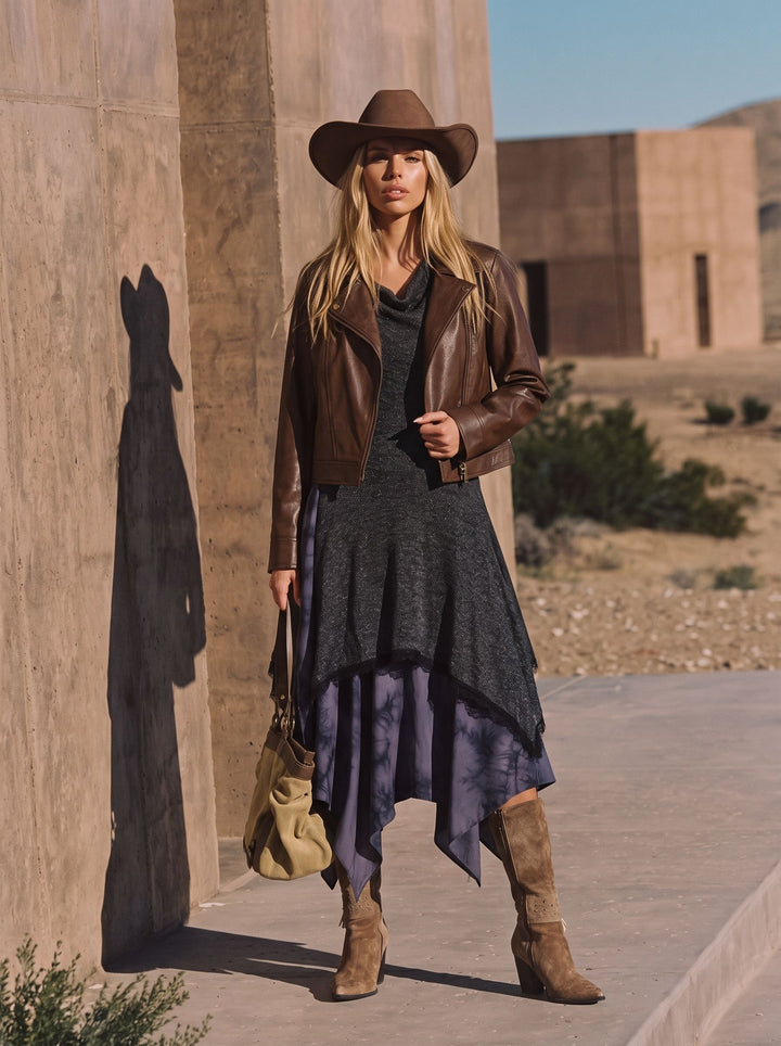 Classic Brown Cropped Faux Leather Jacket