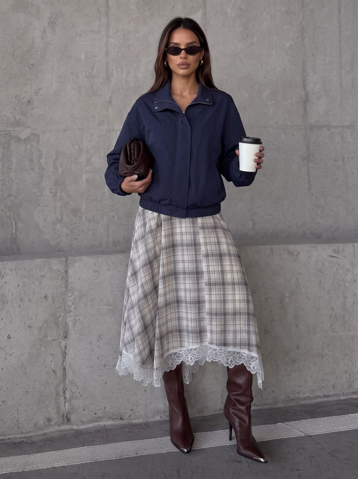 Oversized Mock Neck Zip Up Jacket