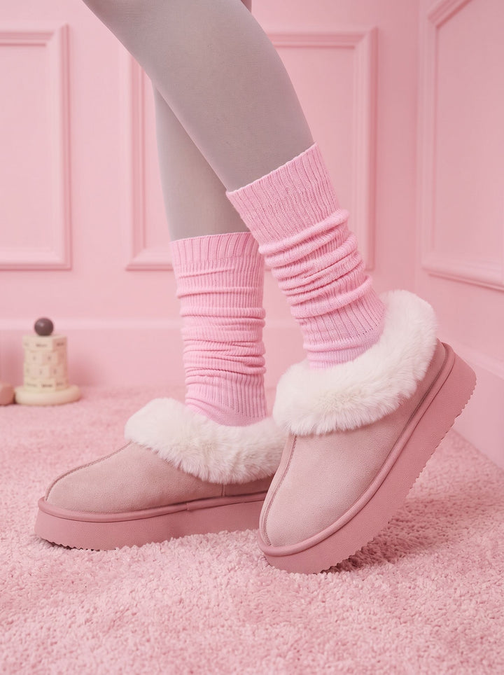 Fuzzy Platform Suede Ankle Boots
