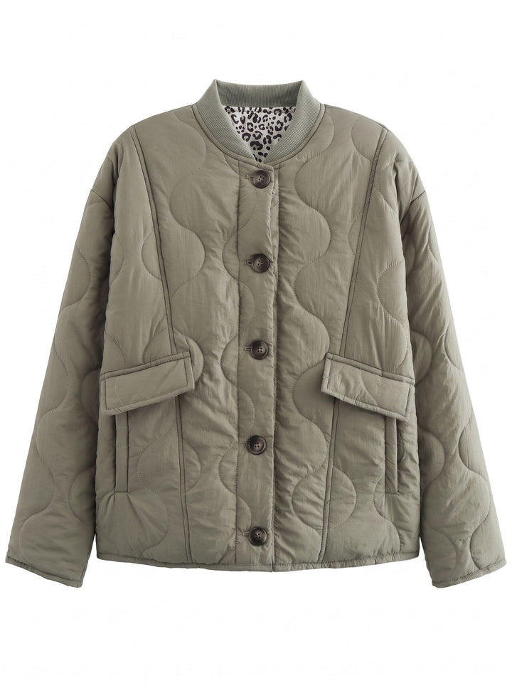 Quilted Button Down Bomber Jacket
