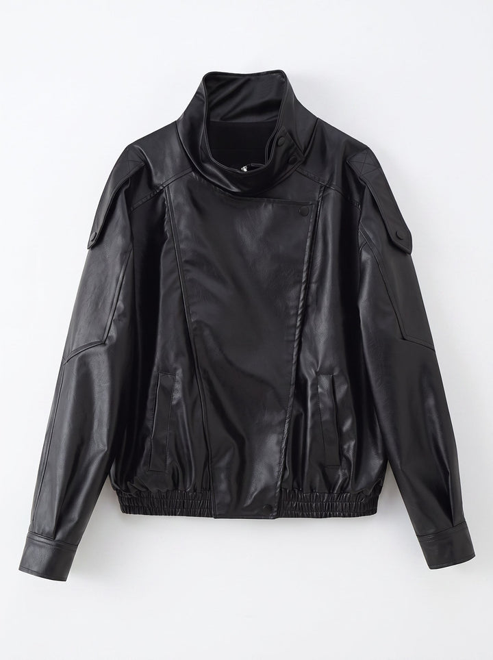 Oversized Moto Faux Leather Jacket