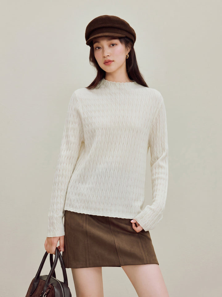 Soft Pure Wool Textured Pullover Sweater