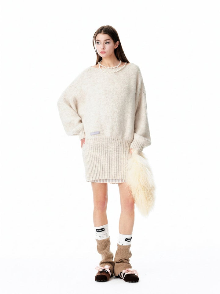Cozy Oversized Ribbed Knit Sweater Dress
