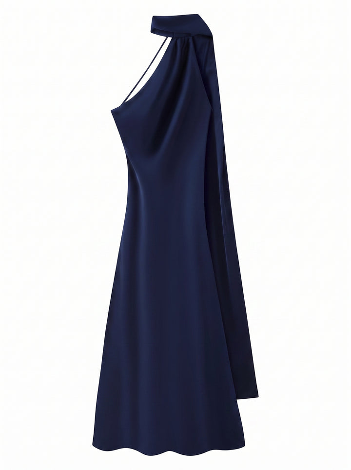Satin Halter Neck Midi Dress