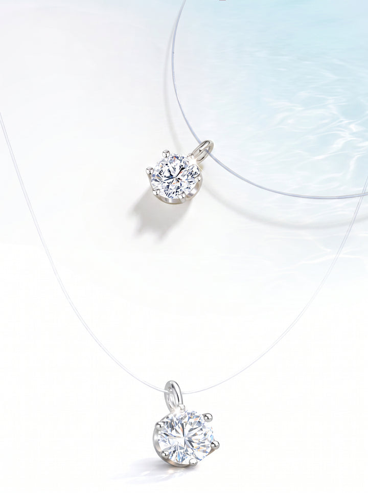 Minimalist Invisible Floating Diamond Necklace