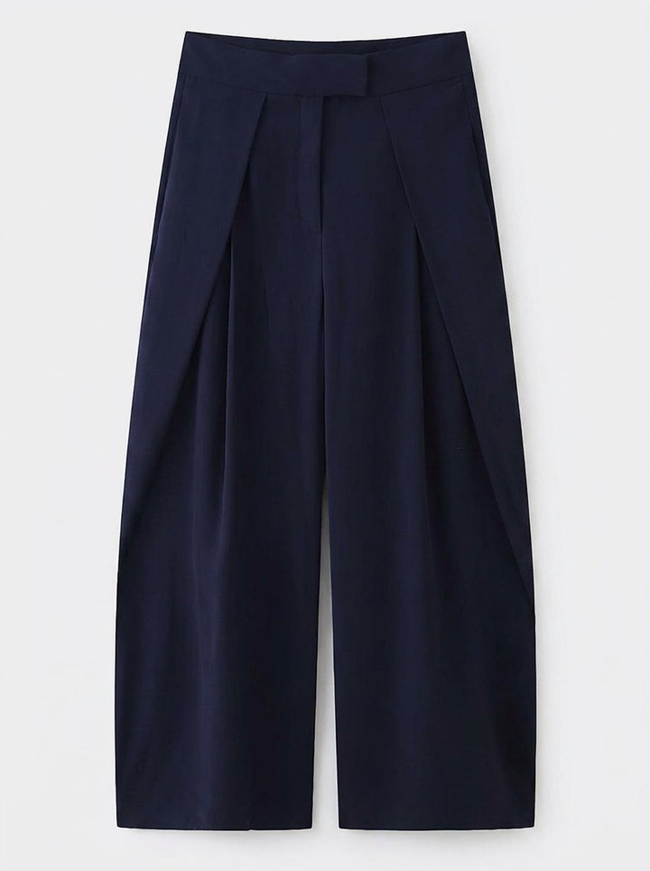 High Waisted Pinstripe Wide Leg Trousers