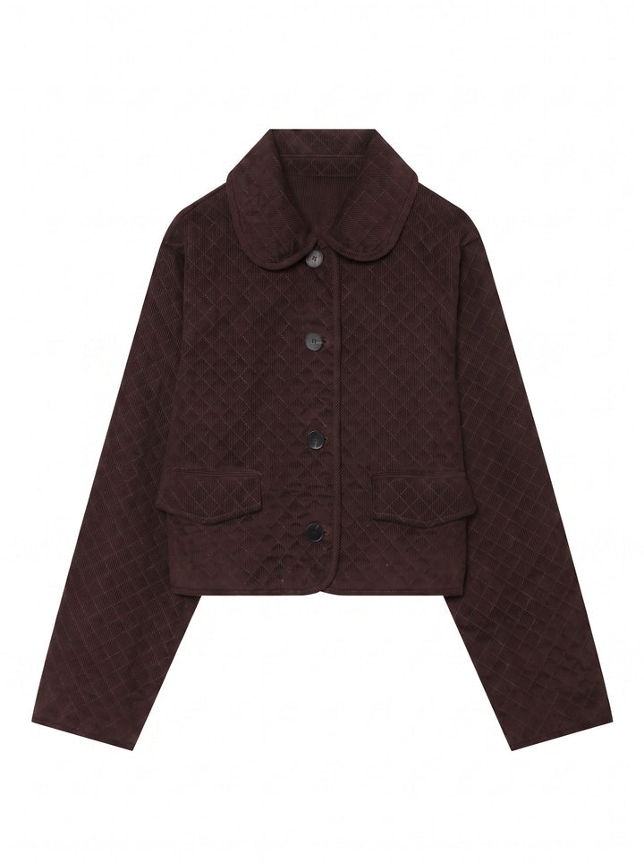 Quilted Corduroy Peter Pan Collar Jacket