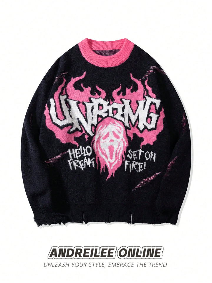Distressed Graphic Grunge Oversized Sweater