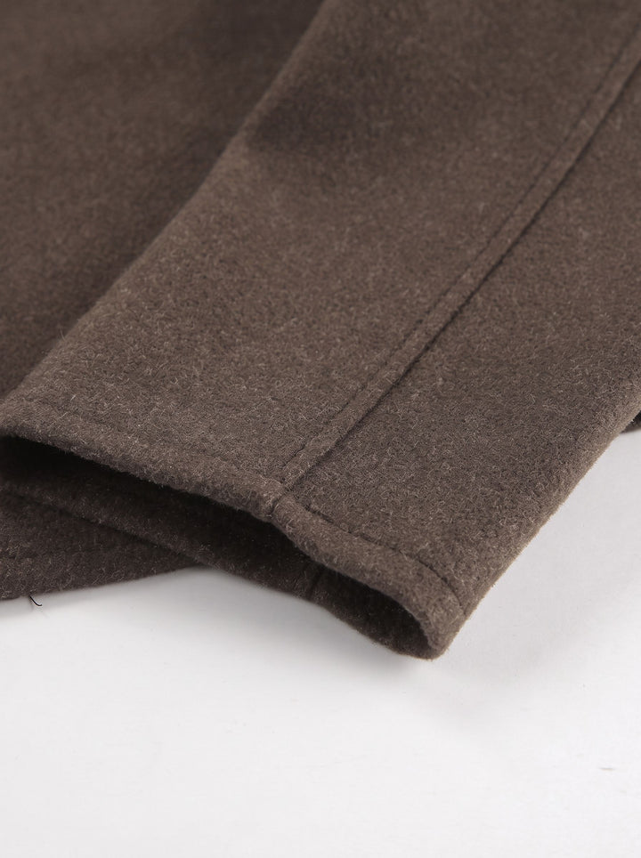 Cropped Minimalist Brown Wool Jacket