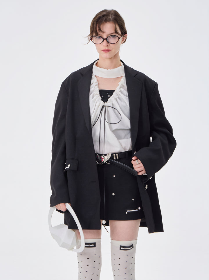 Oversized Relaxed Fit Black Blazer Jacket