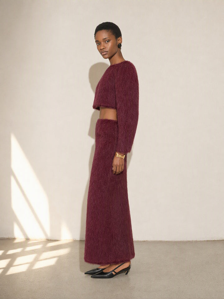 Fuzzy Cropped Long Sleeve Sweatshirt