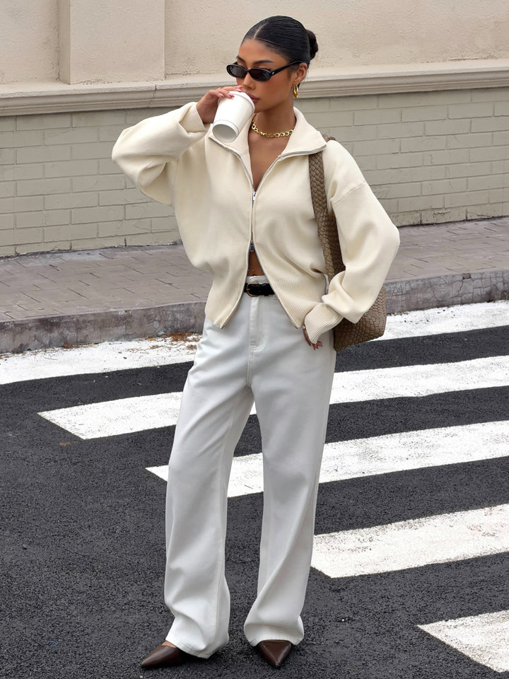 Oversized Zip Up Knit Jacket