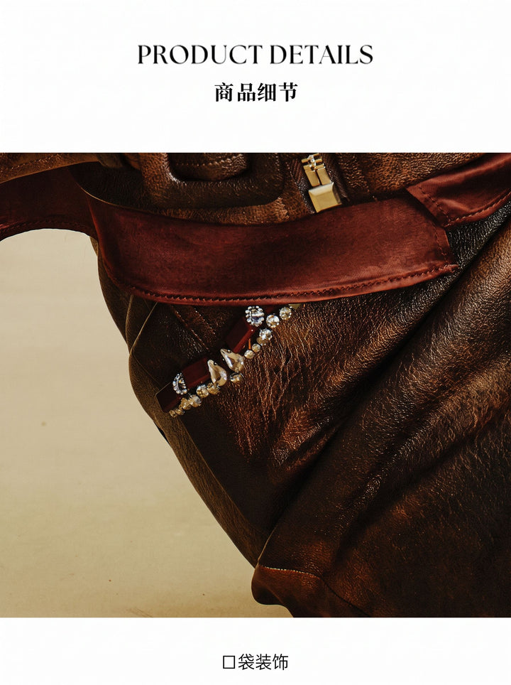 Distressed Faux Leather Mini Skirt