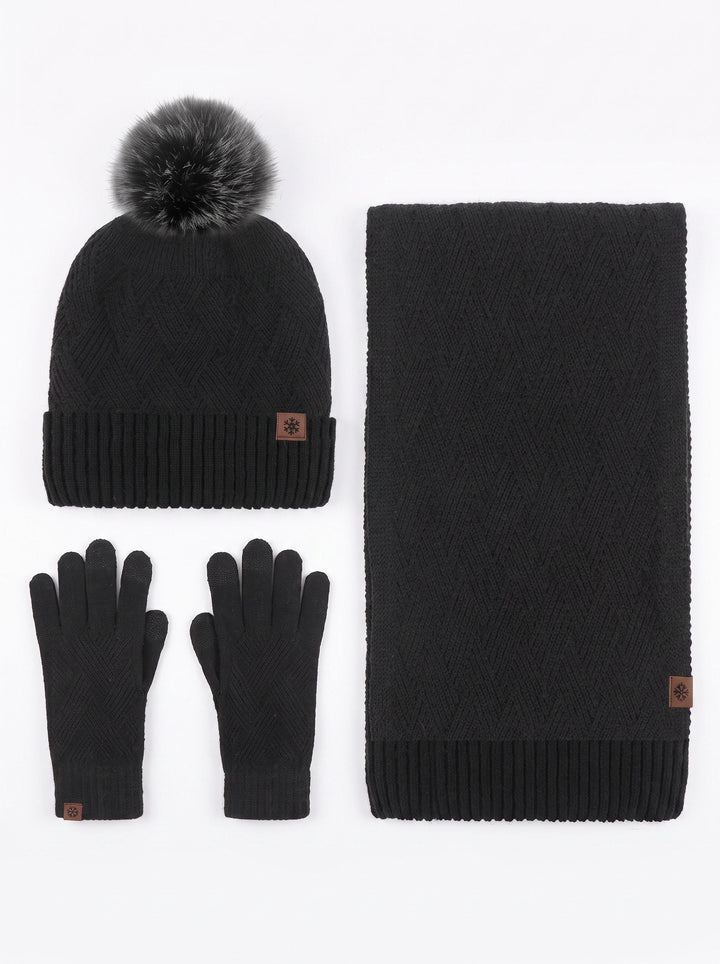 Cozy Warm Winter Hat Scarf 3‑Piece Set