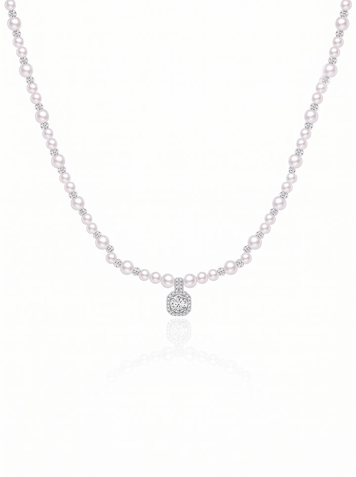 Elegant Dainty Pearl Crystal Necklace