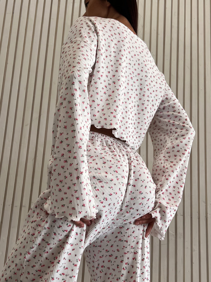 Floral Ribbed Knit Lounge Set