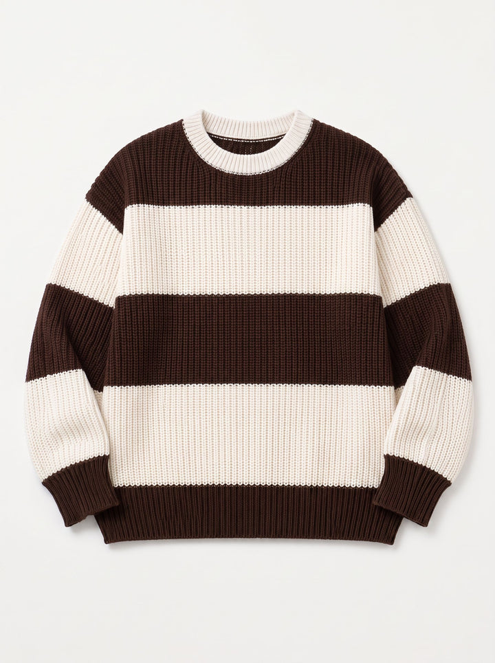 Oversized Striped Crewneck Knit Sweater