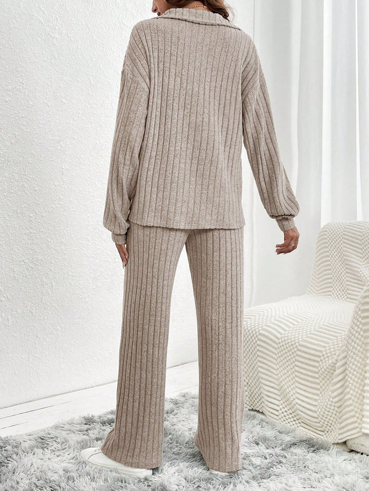 Cozy Ribbed Knit Lounge Pant Set