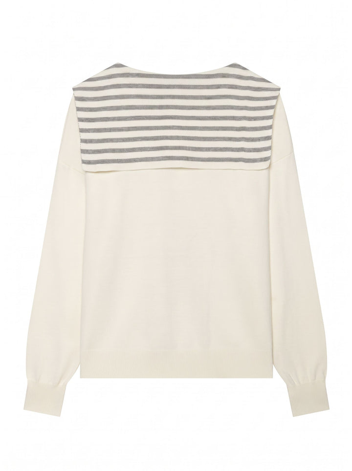 Casual Striped Sailor Collar Knit Pants Sets
