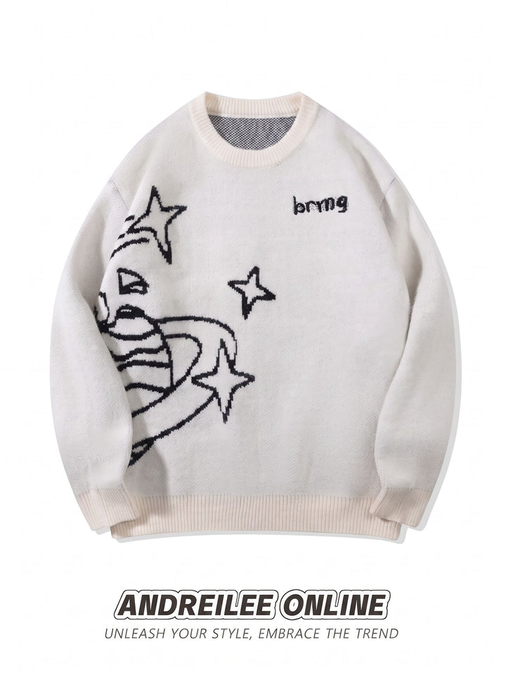 Oversized Graphic Planet Knit Sweater