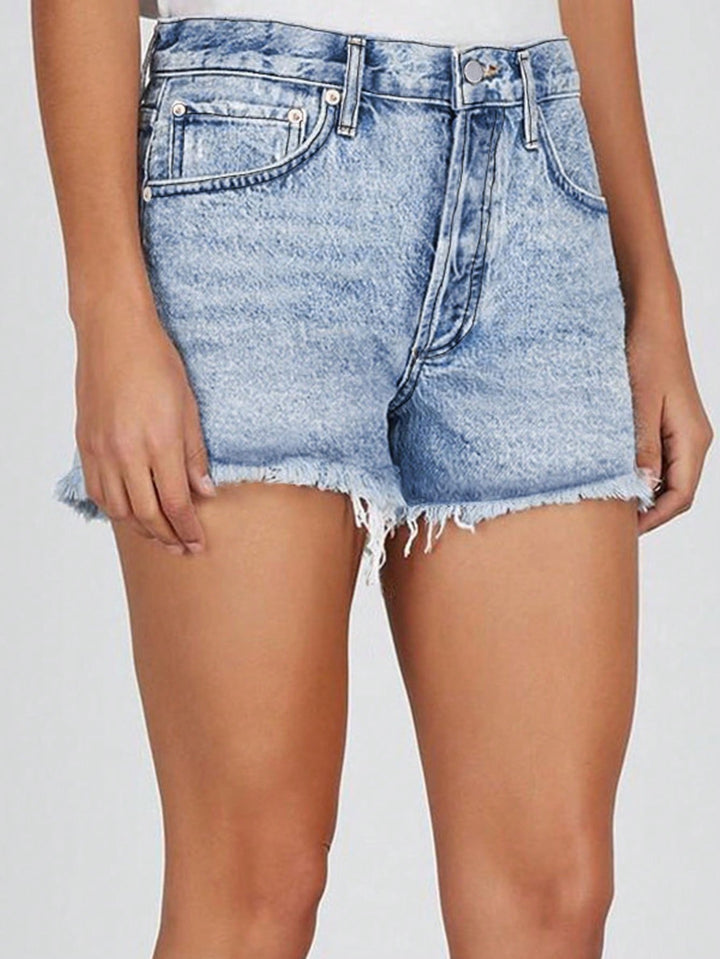 High Rise Acid Wash Denim Shorts