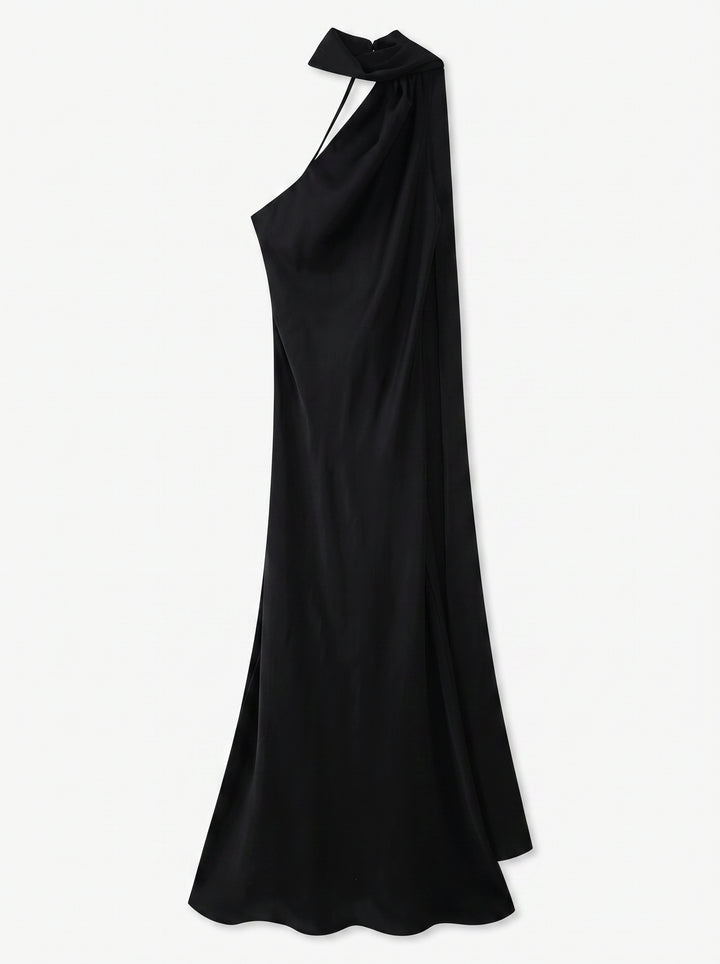 Satin Halter Neck Midi Dress