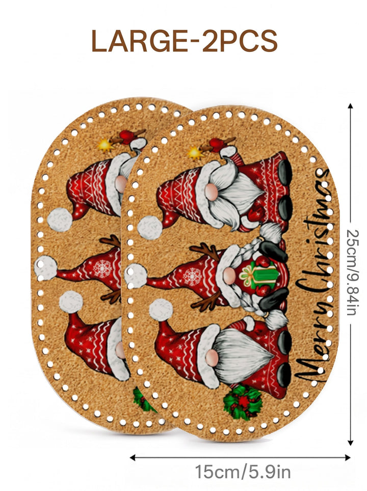 Merry Christmas Gnomes Wooden Basket Bottom