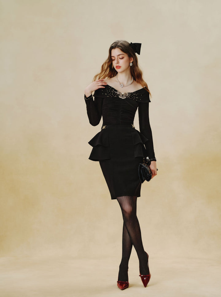 Elegant Off Shoulder Peplum Blouse