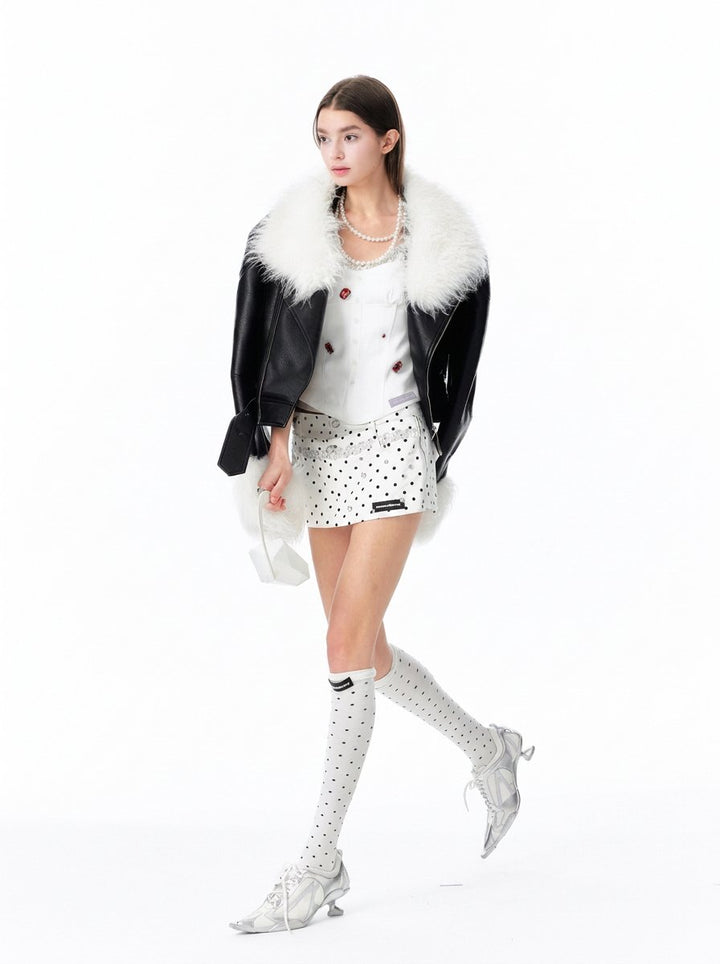 Faux Fur Trim Moto Jacket