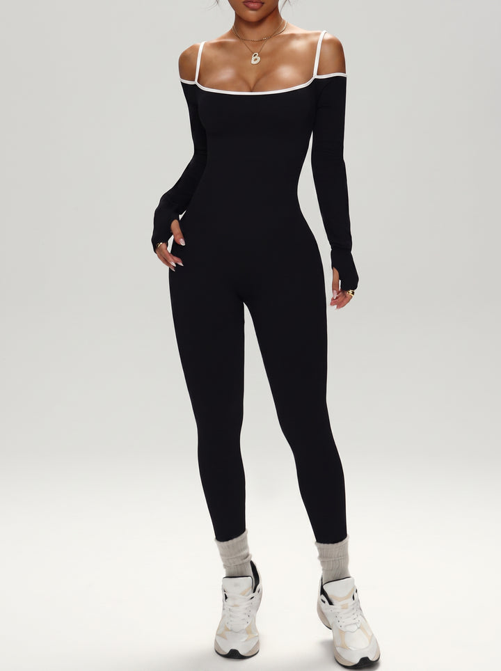 Sculpting Off Shoulder Long Sleeve Jumpsuit