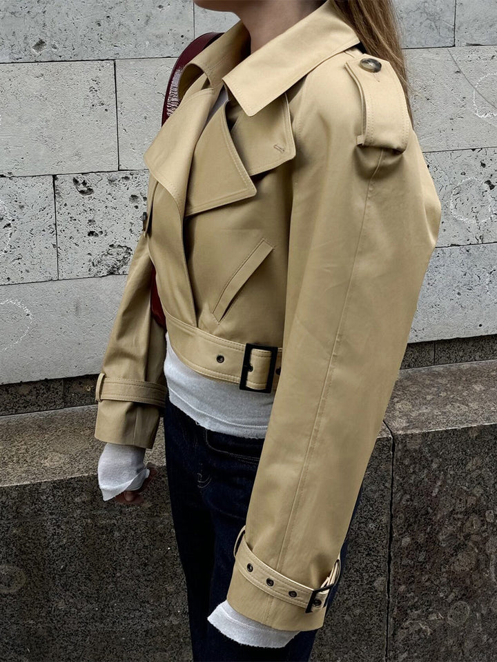 Cropped Belted Utility Trench Coat