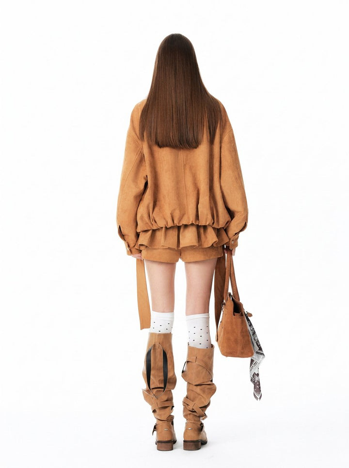 Faux Fur Trim Suede Jacket